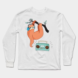 Hip Hop Sloth Boombox Sloth Lover Gift Long Sleeve T-Shirt